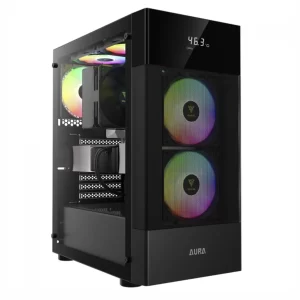 GABINETE GAMER GAMDIAS AURA GC5, DIGITAL, MID-TOWER, LATERAL VIDRO TEMP, 3 FANS, BLACK - AURA GC5