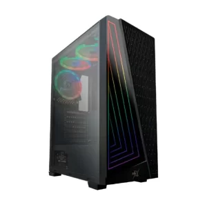 GABINETE GAMER BRX NEON, RGB, MID-TOWER, LATERAL VIDRO TEMP, 3 FANS, BLACK - CA-032BK