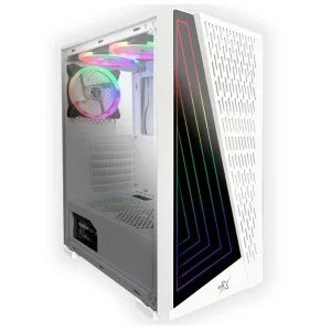 GABINETE GAMER BRX NEON, RGB, MID-TOWER, LATERAL VIDRO TEMP, 3 FANS, WHITE - CA-032WH