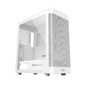 GABINETE GAMER REDRAGON AEROGLASS LUNAR WHITE, MID-TOWER, LATERAL VIDRO TEMP, S/ FAN, WHITE - CA-602W