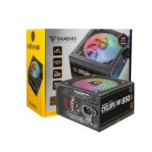 FONTE 650W 80 PLUS BRONZE GAMDIAS CYCLOPS M1-650B RGB, ATX, BLACK - CYCLOPS M1-650B RGB