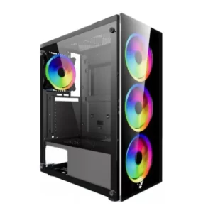GABINETE GAMER DE LEON ATTACKER, RGB, MID-TOWER, LATERAL VIDRO TEMP, S/ FANS, BLACK- DL-GB-AT-LV