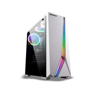 GABINETE GAMER MAXRACER, MID-TOWER, LATERAL VIDRO TEMP, 1 FAN, WHITE - GAB-WHT-RGB