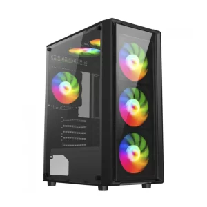 GABINETE GAMER LIKETEC SIGMA, RGB, MID-TOWER, LATERAL/FRONTAL VIDRO TEMP, 4 FANS, BLACK - LIKETEC SIGMA