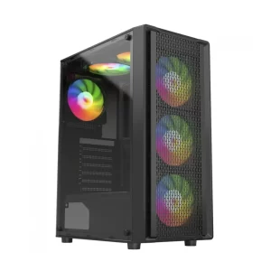 GABINETE GAMER LIKETEC STORM, MID-TOWER, LATERAL VIDRO TEMP, 4 FANS, BLACK - LIKETEC STORM
