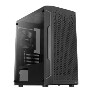 GABINETE GAMER AEROCOOL TRINITY MINI V1, MINI-TOWER, LATERAL VIDRO TEMP, 1 FAN, BLACK - TRINITY-MINI-G-BK-V1