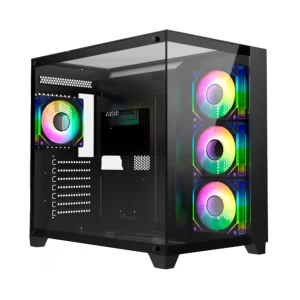 GABINETE GAMER LIKETEC ZEUS PRO GLASS, MID-TOWER, LATERAL/FRONTAL/SUPERIOR VIDRO TEMP, S/ FAN, BLACK - ZEUS PRO GLASS