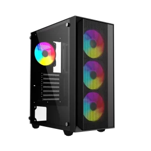 GABINETE GAMER NEXUS ZINC, MID-TOWER, LATERAL VIDRO TEMP, 3 FANS, BLACK - ZINC