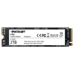 NVME 2TB PATRIOT P300, M.2 2280, PCIE GEN 3X4, LEITURA 2100MB/S, GRAVAÇÃO 1650MB/S - P300P2TBM28